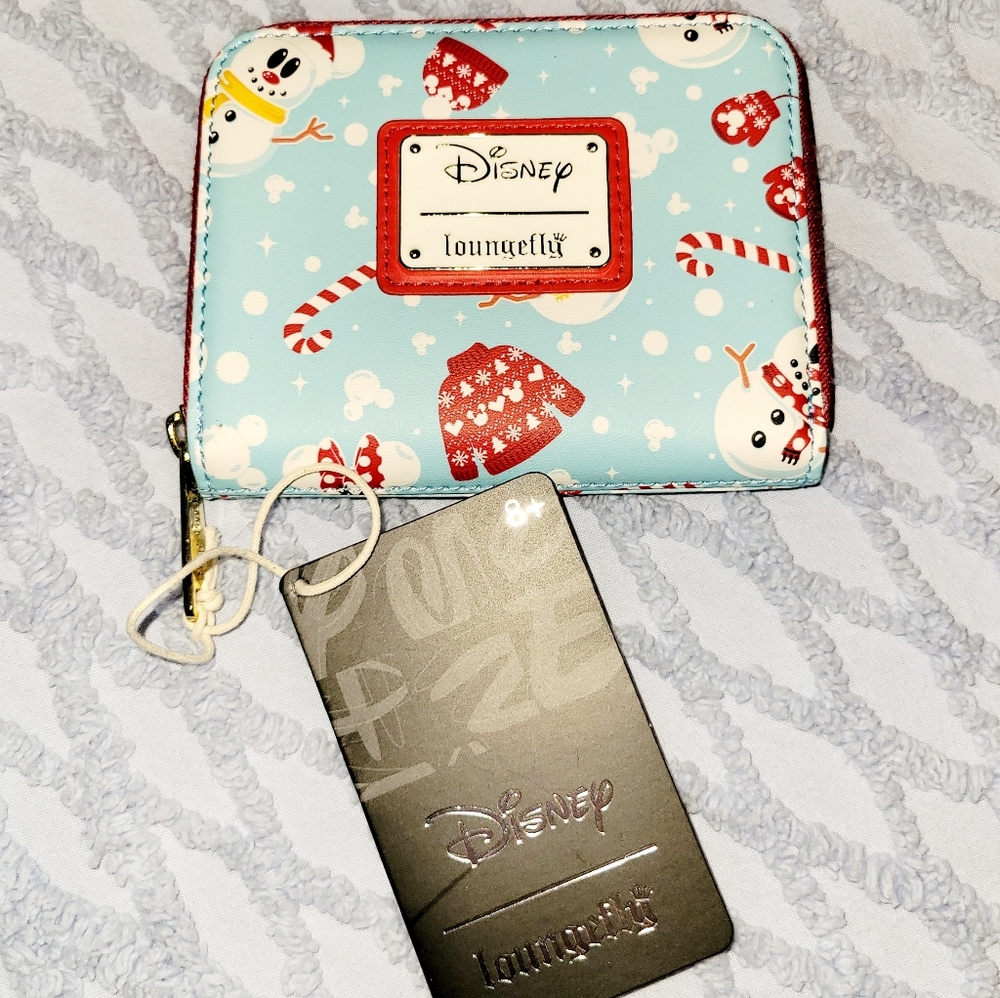 Loungefly Disney Mickey Mouse snowman zip around wallet NWT